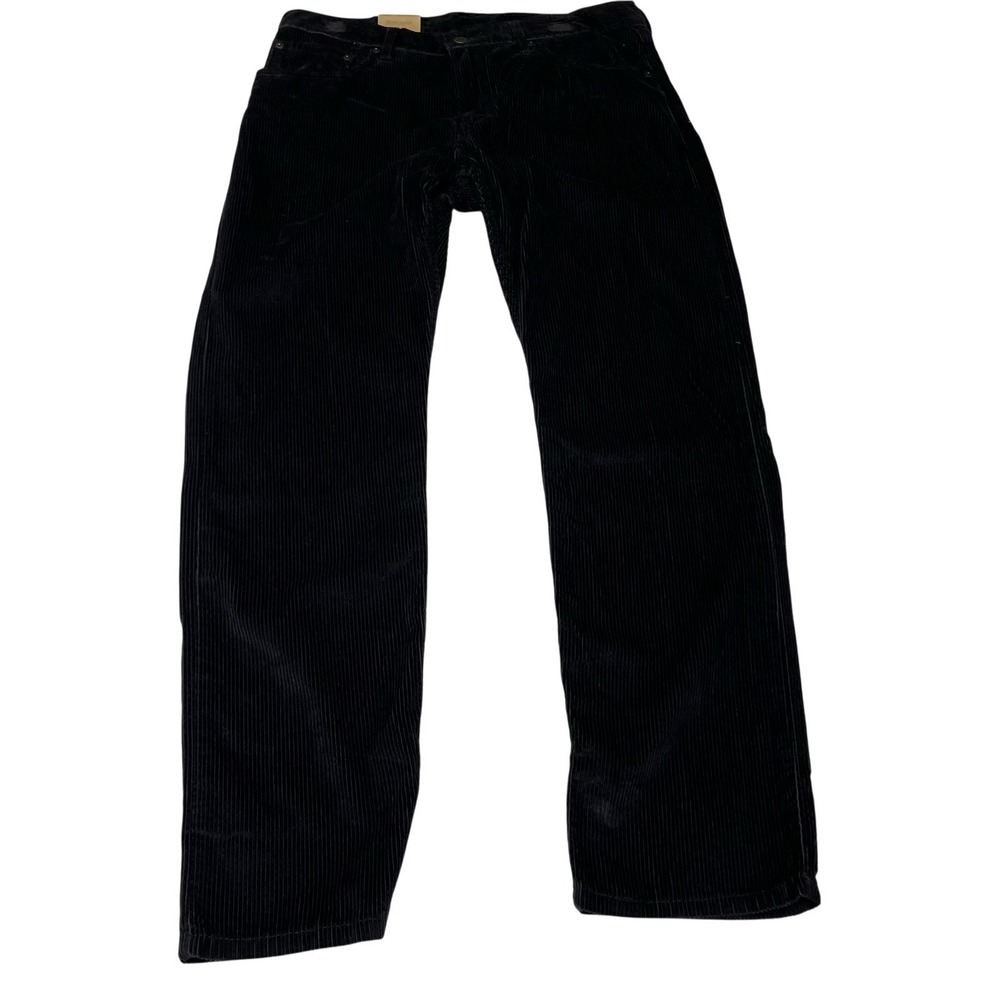 Levis Corduroy Pants Black Black Straight Leg Womens 31x30 Preppy Dark Academia